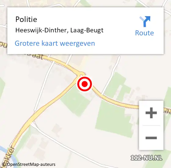 Locatie op kaart van de 112 melding: Politie Heeswijk-Dinther, Laag-Beugt op 15 september 2014 14:51