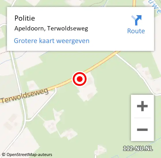 Locatie op kaart van de 112 melding: Politie Apeldoorn, Terwoldseweg op 16 november 2023 13:08