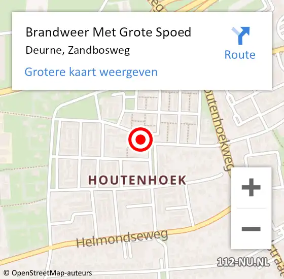 Locatie op kaart van de 112 melding: Brandweer Met Grote Spoed Naar Deurne, Zandbosweg op 16 november 2023 13:09