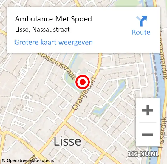 Locatie op kaart van de 112 melding: Ambulance Met Spoed Naar Lisse, Nassaustraat op 16 november 2023 13:09