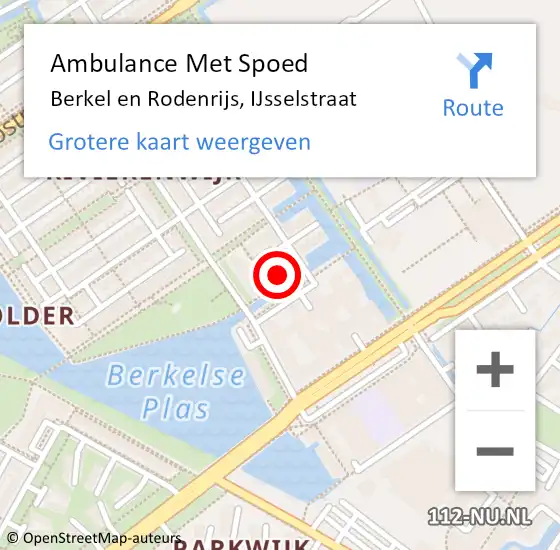 Locatie op kaart van de 112 melding: Ambulance Met Spoed Naar Berkel en Rodenrijs, IJsselstraat op 16 november 2023 13:12