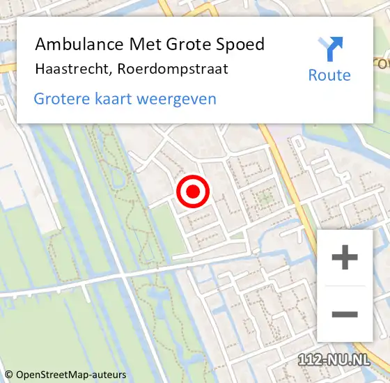 Locatie op kaart van de 112 melding: Ambulance Met Grote Spoed Naar Haastrecht, Roerdompstraat op 16 november 2023 13:12