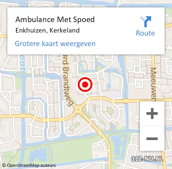 Locatie op kaart van de 112 melding: Ambulance Met Spoed Naar Enkhuizen, Kerkeland op 16 november 2023 13:19