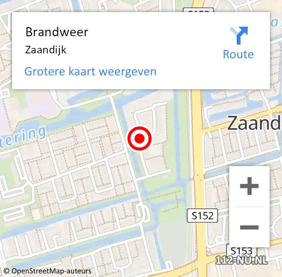 Locatie op kaart van de 112 melding: Brandweer Zaandijk op 16 november 2023 13:21
