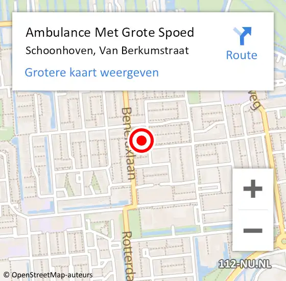 Locatie op kaart van de 112 melding: Ambulance Met Grote Spoed Naar Schoonhoven, Van Berkumstraat op 16 november 2023 13:22