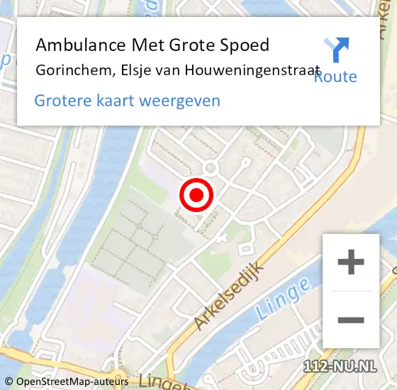 Locatie op kaart van de 112 melding: Ambulance Met Grote Spoed Naar Gorinchem, Elsje van Houweningenstraat op 16 november 2023 13:23