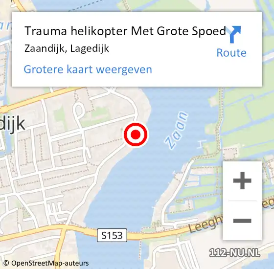 Locatie op kaart van de 112 melding: Trauma helikopter Met Grote Spoed Naar Zaandijk, Lagedijk op 16 november 2023 13:28