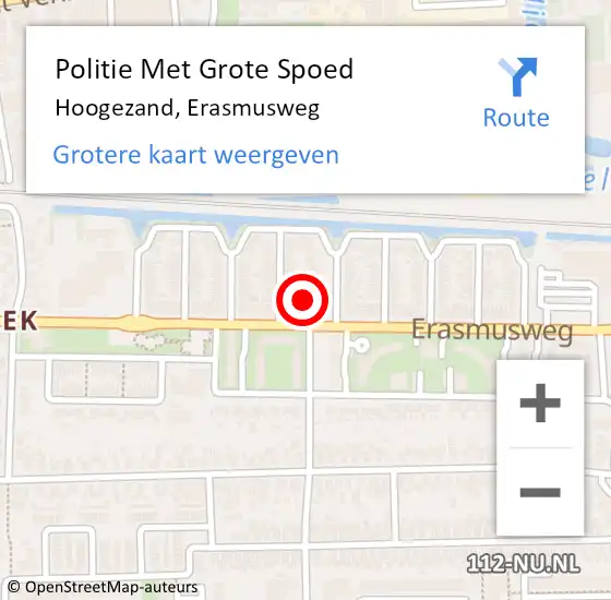 Locatie op kaart van de 112 melding: Politie Met Grote Spoed Naar Hoogezand, Erasmusweg op 16 november 2023 13:31