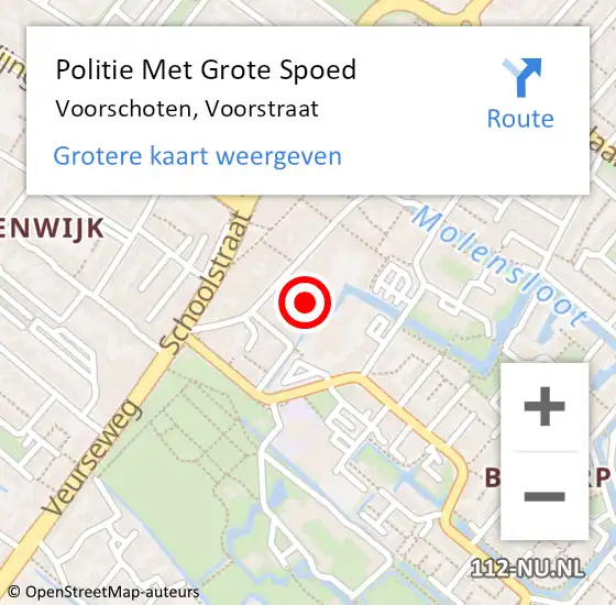 Locatie op kaart van de 112 melding: Politie Met Grote Spoed Naar Voorschoten, Voorstraat op 16 november 2023 13:34