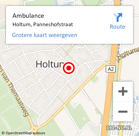 Locatie op kaart van de 112 melding: Ambulance Holtum, Panneshofstraat op 15 september 2014 14:56