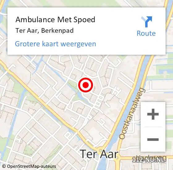 Locatie op kaart van de 112 melding: Ambulance Met Spoed Naar Ter Aar, Berkenpad op 15 september 2014 14:57