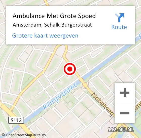 Locatie op kaart van de 112 melding: Ambulance Met Grote Spoed Naar Amsterdam, Schalk Burgerstraat op 16 november 2023 13:45