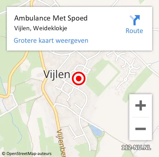 Locatie op kaart van de 112 melding: Ambulance Met Spoed Naar Vijlen, Weideklokje op 15 september 2014 14:59