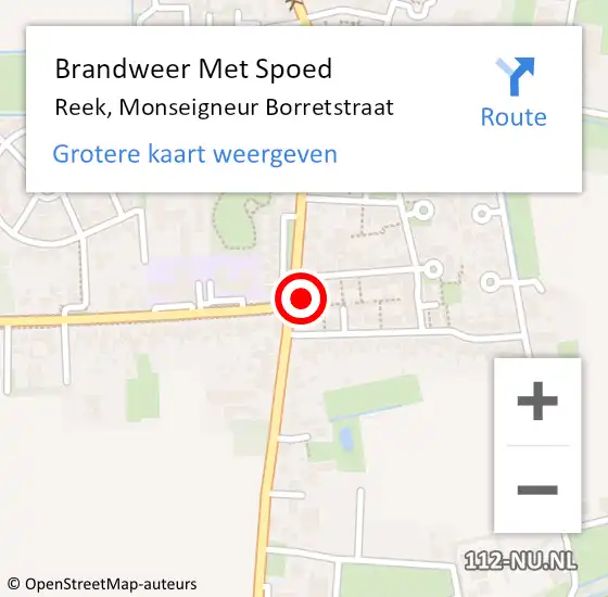 Locatie op kaart van de 112 melding: Brandweer Met Spoed Naar Reek, Monseigneur Borretstraat op 16 november 2023 13:47