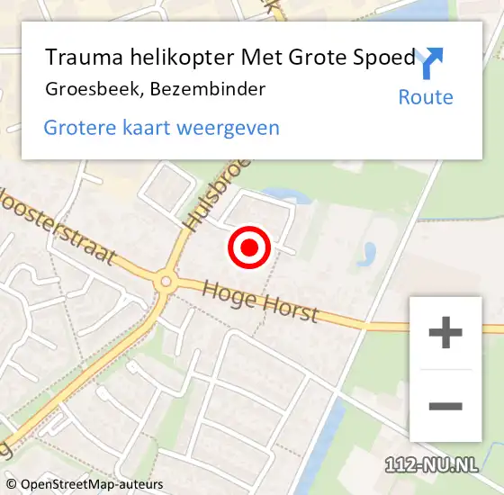 Locatie op kaart van de 112 melding: Trauma helikopter Met Grote Spoed Naar Groesbeek, Bezembinder op 16 november 2023 13:48