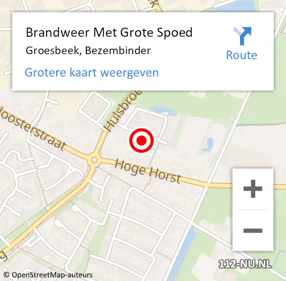 Locatie op kaart van de 112 melding: Brandweer Met Grote Spoed Naar Groesbeek, Bezembinder op 16 november 2023 13:58