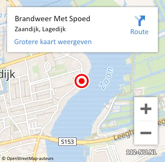 Locatie op kaart van de 112 melding: Brandweer Met Spoed Naar Zaandijk, Lagedijk op 16 november 2023 14:01
