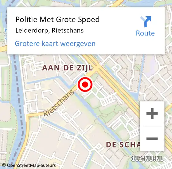 Locatie op kaart van de 112 melding: Politie Met Grote Spoed Naar Leiderdorp, Rietschans op 16 november 2023 14:21