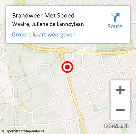 Locatie op kaart van de 112 melding: Brandweer Met Spoed Naar Waalre, Juliana de Lannoylaan op 16 november 2023 14:31