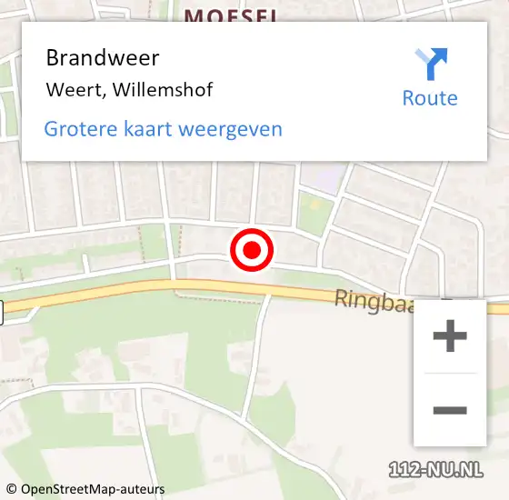 Locatie op kaart van de 112 melding: Brandweer Weert, Willemshof op 16 november 2023 14:52