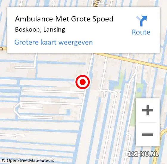 Locatie op kaart van de 112 melding: Ambulance Met Grote Spoed Naar Boskoop, Lansing op 16 november 2023 14:54