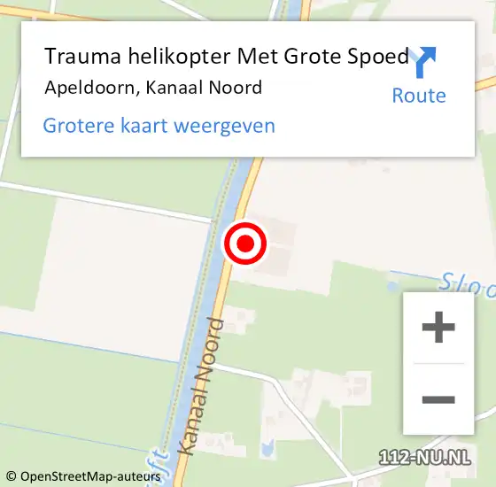 Locatie op kaart van de 112 melding: Trauma helikopter Met Grote Spoed Naar Apeldoorn, Kanaal Noord op 16 november 2023 14:54