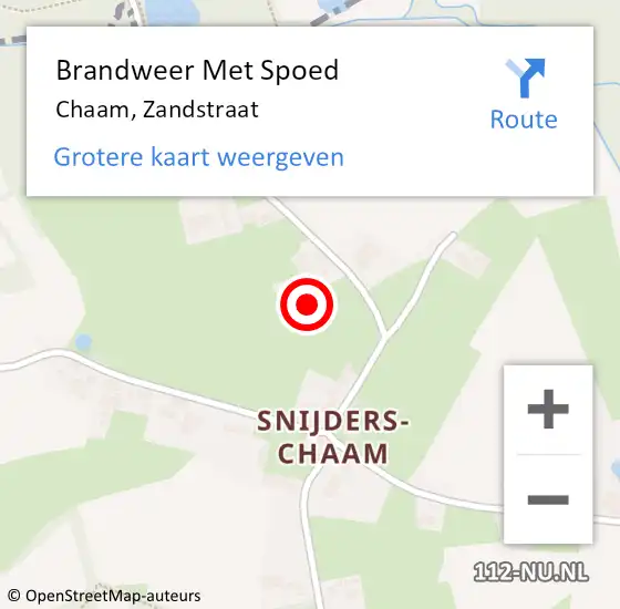 Locatie op kaart van de 112 melding: Brandweer Met Spoed Naar Chaam, Zandstraat op 16 november 2023 14:57