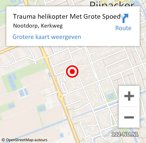 Locatie op kaart van de 112 melding: Trauma helikopter Met Grote Spoed Naar Nootdorp, Kerkweg op 16 november 2023 14:59