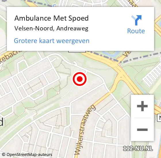 Locatie op kaart van de 112 melding: Ambulance Met Spoed Naar Velsen-Noord, Andreaweg op 16 november 2023 15:01