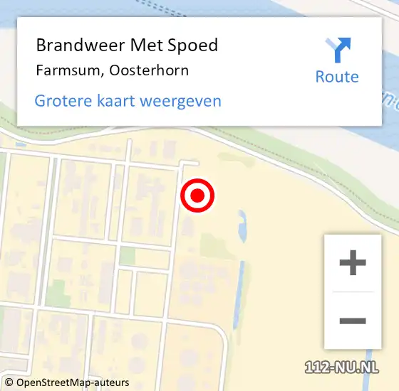 Locatie op kaart van de 112 melding: Brandweer Met Spoed Naar Farmsum, Oosterhorn op 16 november 2023 15:09