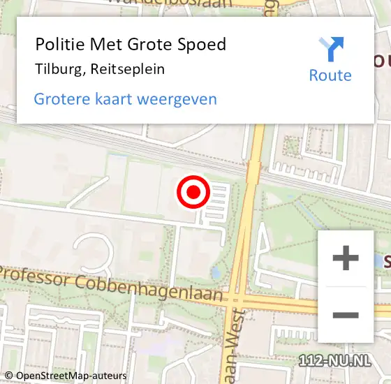 Locatie op kaart van de 112 melding: Politie Met Grote Spoed Naar Tilburg, Reitseplein op 16 november 2023 15:12