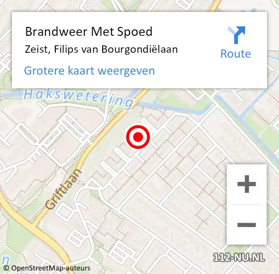 Locatie op kaart van de 112 melding: Brandweer Met Spoed Naar Zeist, Filips van Bourgondiëlaan op 16 november 2023 15:28