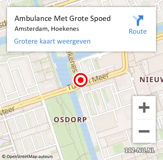 Locatie op kaart van de 112 melding: Ambulance Met Grote Spoed Naar Amsterdam, Hoekenes op 16 november 2023 15:39