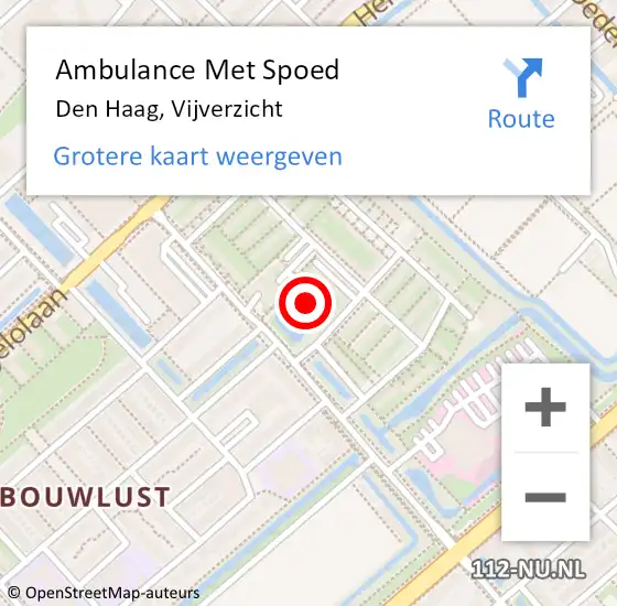 Locatie op kaart van de 112 melding: Ambulance Met Spoed Naar Den Haag, Vijverzicht op 16 november 2023 15:43