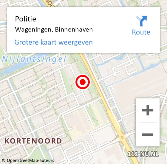 Locatie op kaart van de 112 melding: Politie Wageningen, Binnenhaven op 16 november 2023 15:53