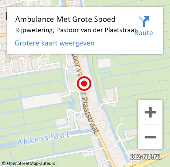 Locatie op kaart van de 112 melding: Ambulance Met Grote Spoed Naar Rijpwetering, Pastoor van der Plaatstraat op 16 november 2023 16:10
