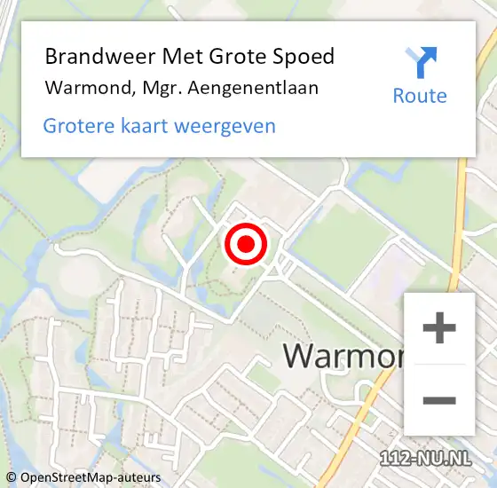 Locatie op kaart van de 112 melding: Brandweer Met Grote Spoed Naar Warmond, Mgr. Aengenentlaan op 16 november 2023 16:10