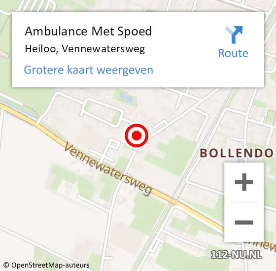 Locatie op kaart van de 112 melding: Ambulance Met Spoed Naar Heiloo, Vennewatersweg op 16 november 2023 16:31