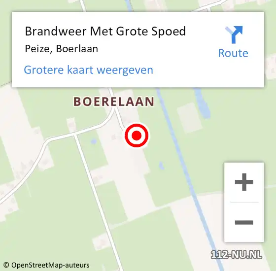 Locatie op kaart van de 112 melding: Brandweer Met Grote Spoed Naar Peize, Boerlaan op 16 november 2023 16:42