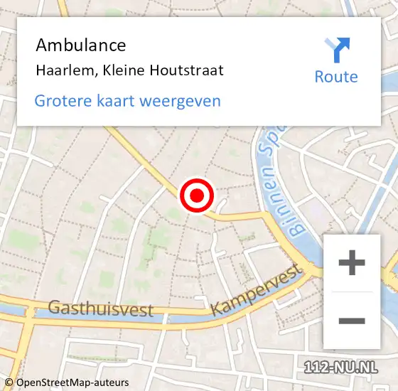 Locatie op kaart van de 112 melding: Ambulance Haarlem, Kleine Houtstraat op 16 november 2023 17:06