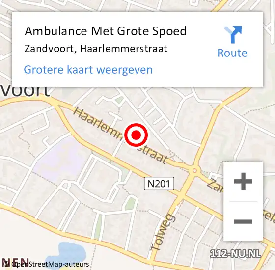 Locatie op kaart van de 112 melding: Ambulance Met Grote Spoed Naar Zandvoort, Haarlemmerstraat op 16 november 2023 17:20