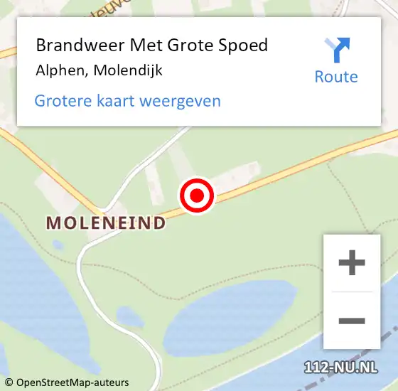 Locatie op kaart van de 112 melding: Brandweer Met Grote Spoed Naar Alphen, Molendijk op 16 november 2023 17:23