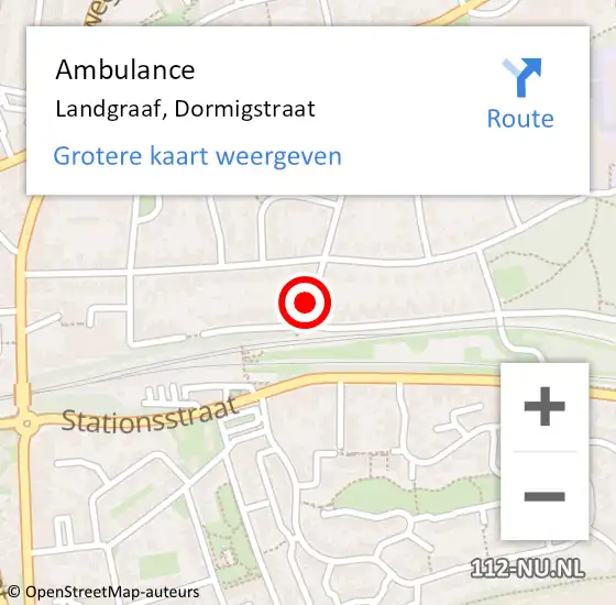 Locatie op kaart van de 112 melding: Ambulance Landgraaf, Dormigstraat op 15 september 2014 15:22