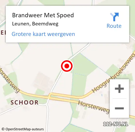 Locatie op kaart van de 112 melding: Brandweer Met Spoed Naar Leunen, Beemdweg op 16 november 2023 17:45