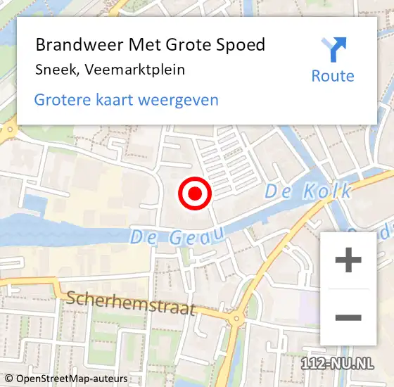 Locatie op kaart van de 112 melding: Brandweer Met Grote Spoed Naar Sneek, Veemarktplein op 16 november 2023 18:12