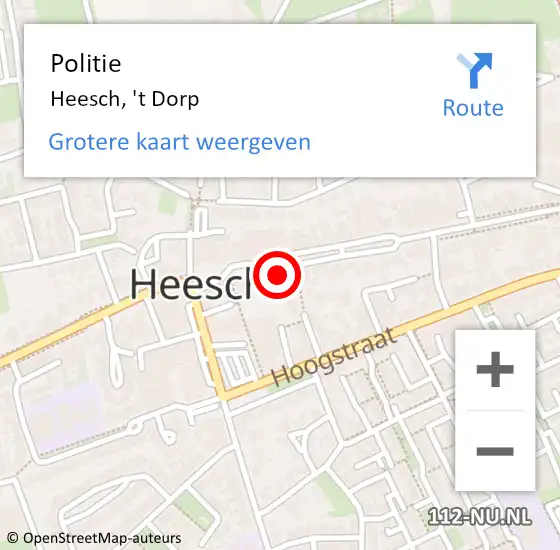 Locatie op kaart van de 112 melding: Politie Heesch, 't Dorp op 16 november 2023 18:40