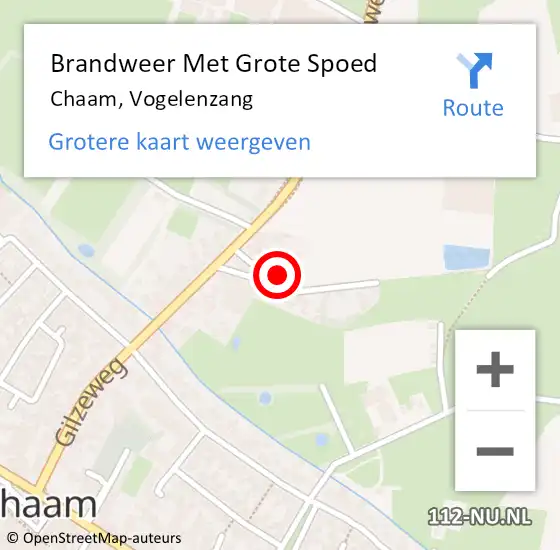 Locatie op kaart van de 112 melding: Brandweer Met Grote Spoed Naar Chaam, Vogelenzang op 16 november 2023 18:44