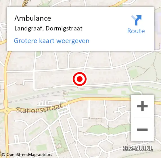 Locatie op kaart van de 112 melding: Ambulance Landgraaf, Dormigstraat op 15 september 2014 15:27