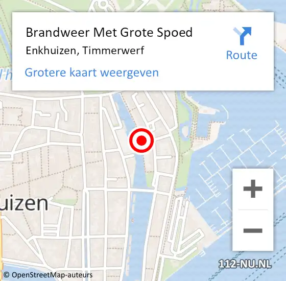 Locatie op kaart van de 112 melding: Brandweer Met Grote Spoed Naar Enkhuizen, Timmerwerf op 16 november 2023 19:03