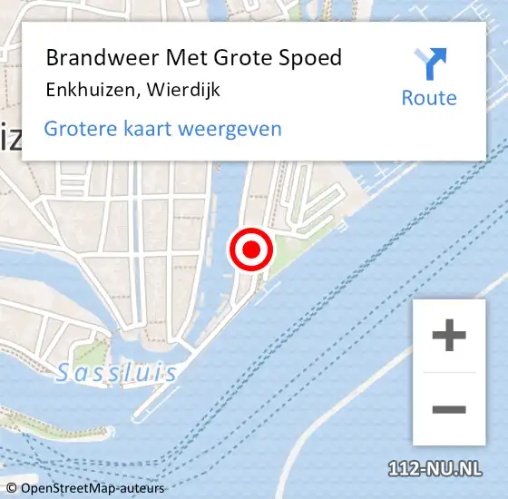 Locatie op kaart van de 112 melding: Brandweer Met Grote Spoed Naar Enkhuizen, Wierdijk op 16 november 2023 19:10